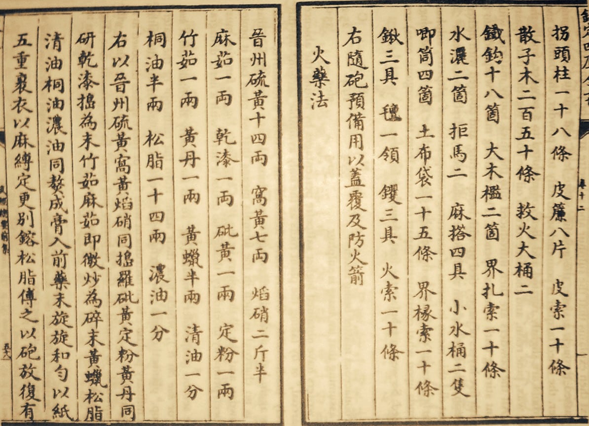 Chinese Gunpowder Formula from the Wujing Zongyao / 《武经总要》火药配方页